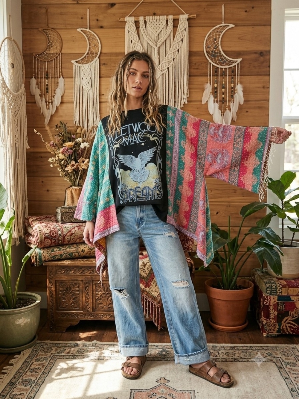 OOAK FLEETWOOD MAC KANTHA TOP XS-2X